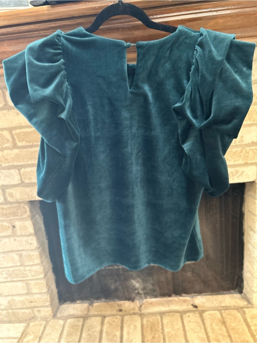 Entro Women's Velvet Puff-Sleeve Top - Teal EUC - Picture 4 of 4